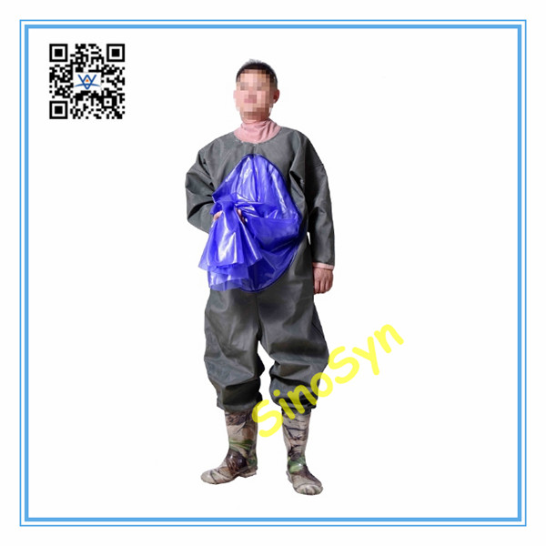 FQ1719 Knit Fabric PVC Closed Coverall Underwater Fishery Mens Safty Protective Overall Suits --Olive Green